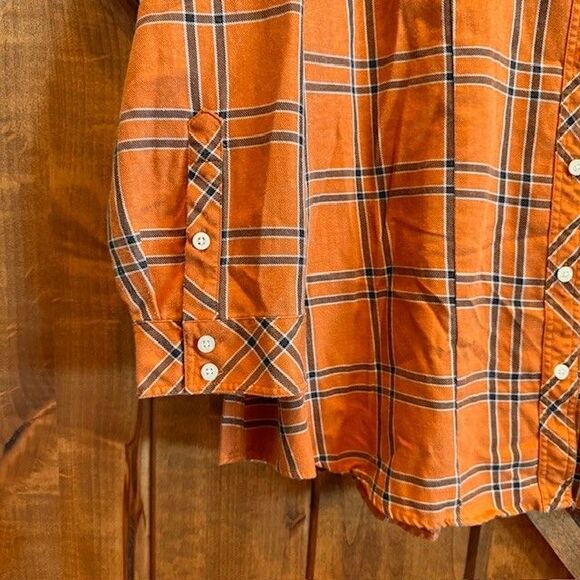 Torrid Taylor - Dusty Orange Plaid Twill Button-Up Shirt Front Pockets Size 4 - Picture 6 of 9